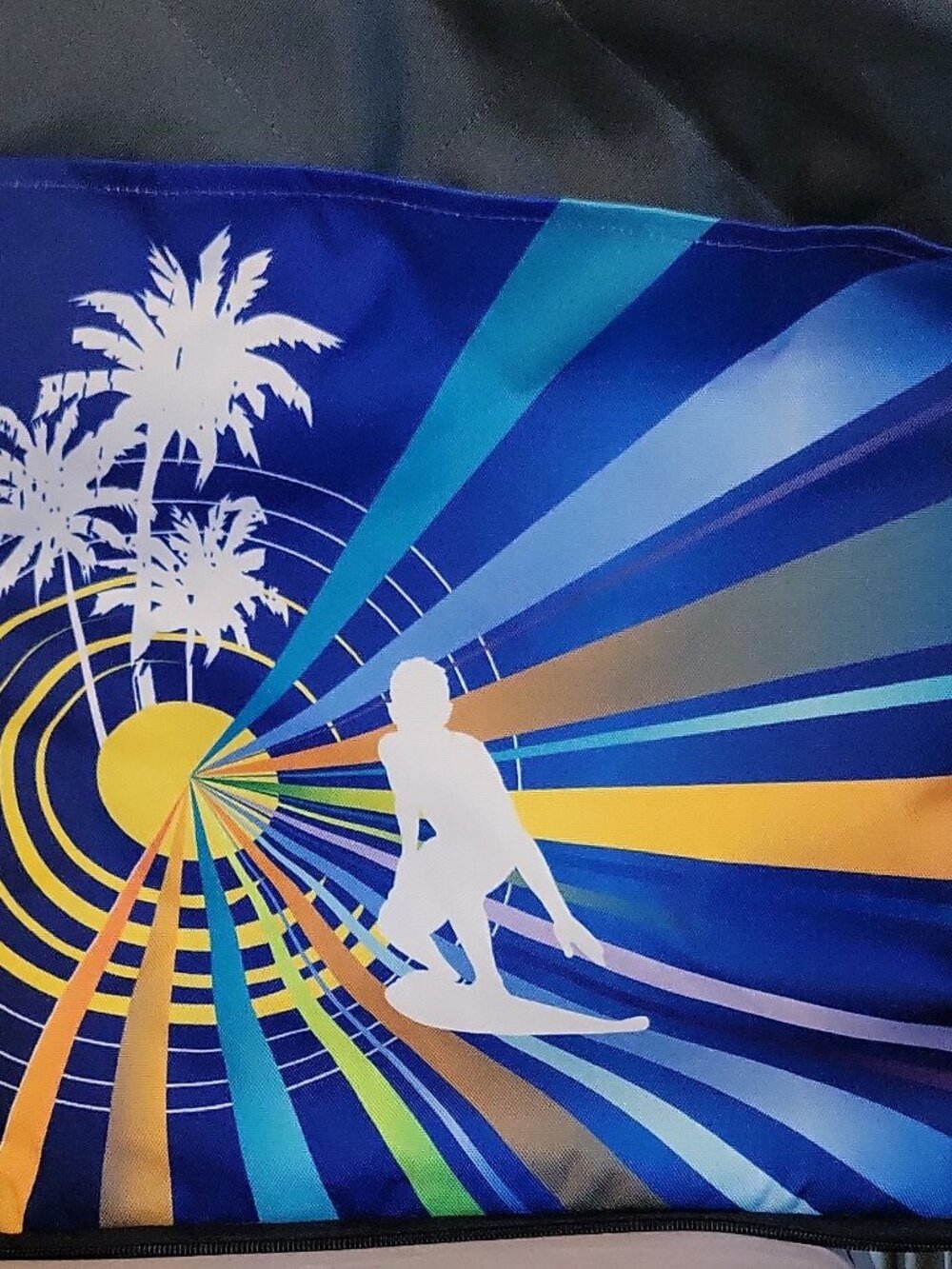 Tommy Bahama Beach/picnic Mat blue graphic print, adjustable strap, med 56 X 66